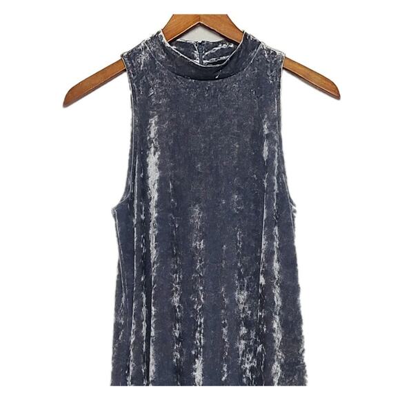 Cynthia Rowley Gray Blue Velvet Sleeveless Knee Length Dress Small - Picture 2 of 7